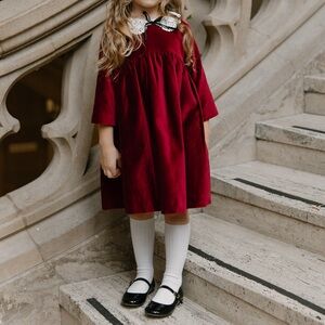 Elegant Red Velvet Kids Formal Dress